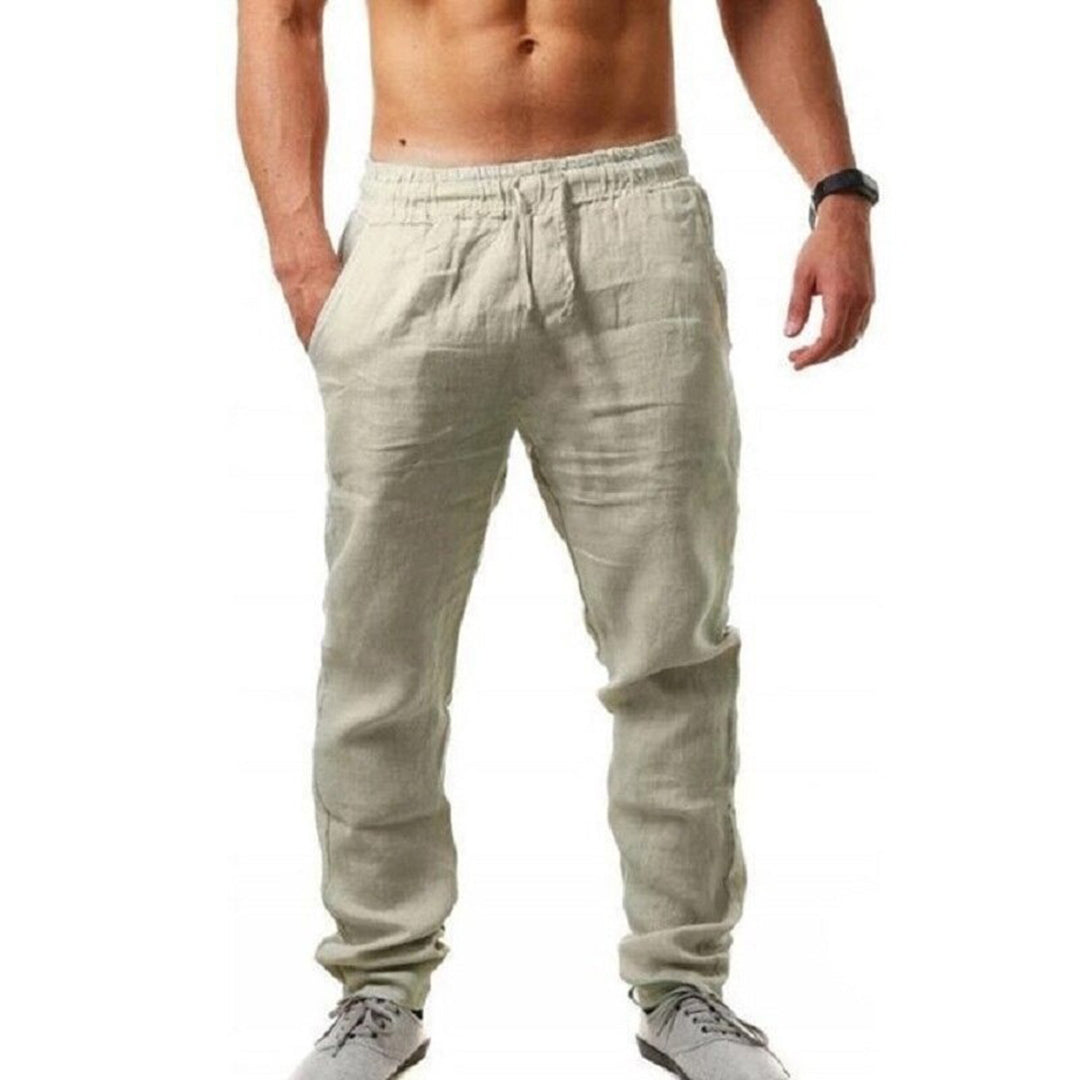 Pantalon de loisirs léger pour hommes – Pantalon d'été respirant avec cordon de serrage et ceinture élastique