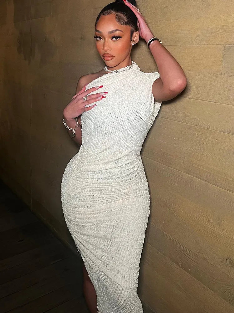 Weißes One Shoulder Kleid