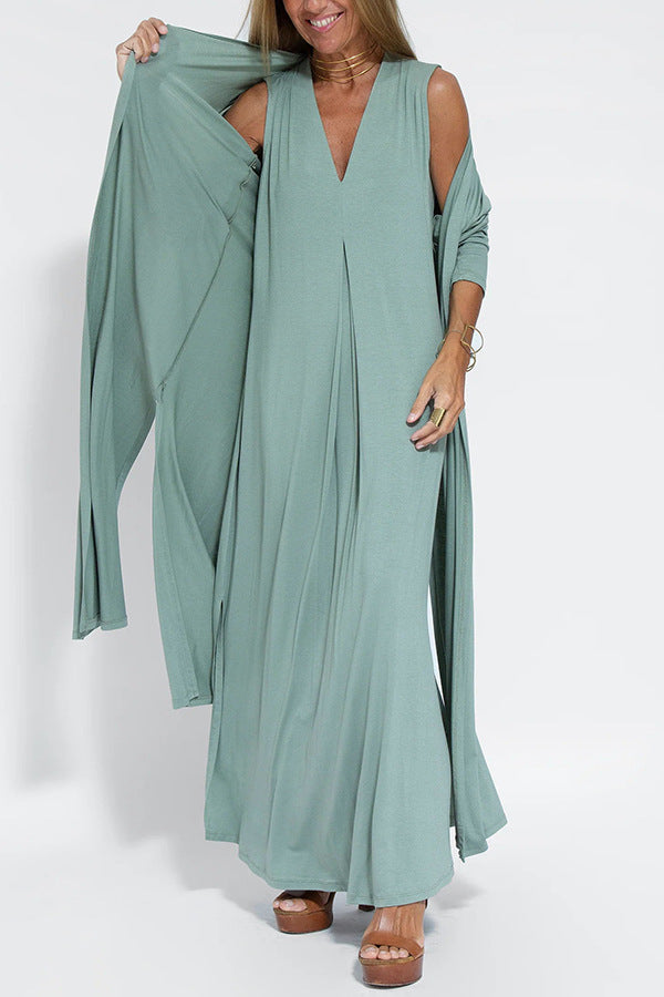 Anselma - Kleid mit kostenloser Strickjacke - Schick - Hochwertiger Stoff - Alltagstauglich für Damen