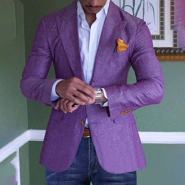 Veste élégante pour homme en aspect lin – Blazer slim fit pour affaires et occasions spéciales