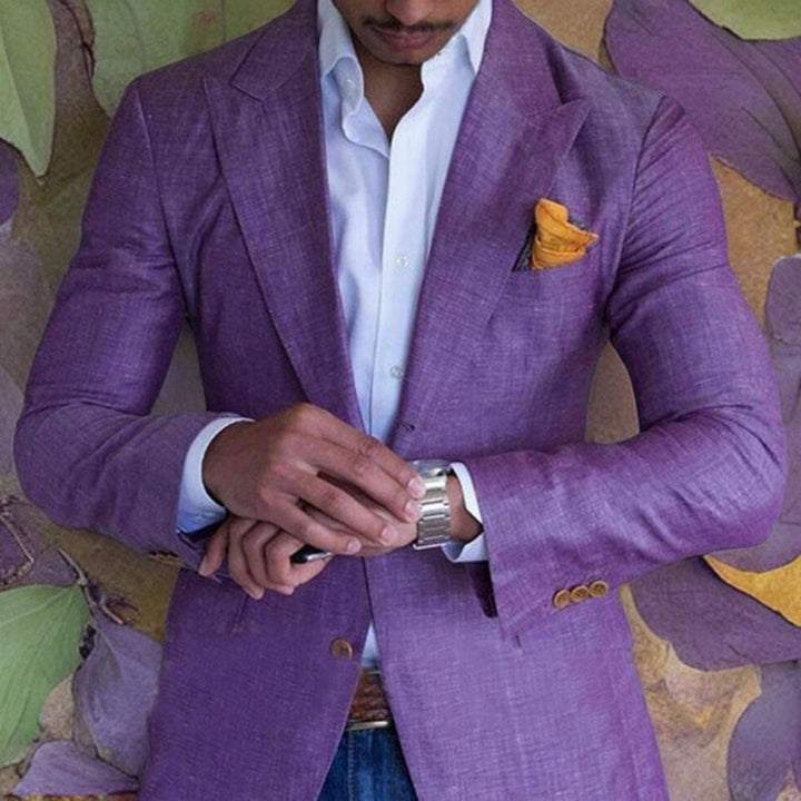 Veste élégante pour homme en aspect lin – Blazer slim fit pour affaires et occasions spéciales