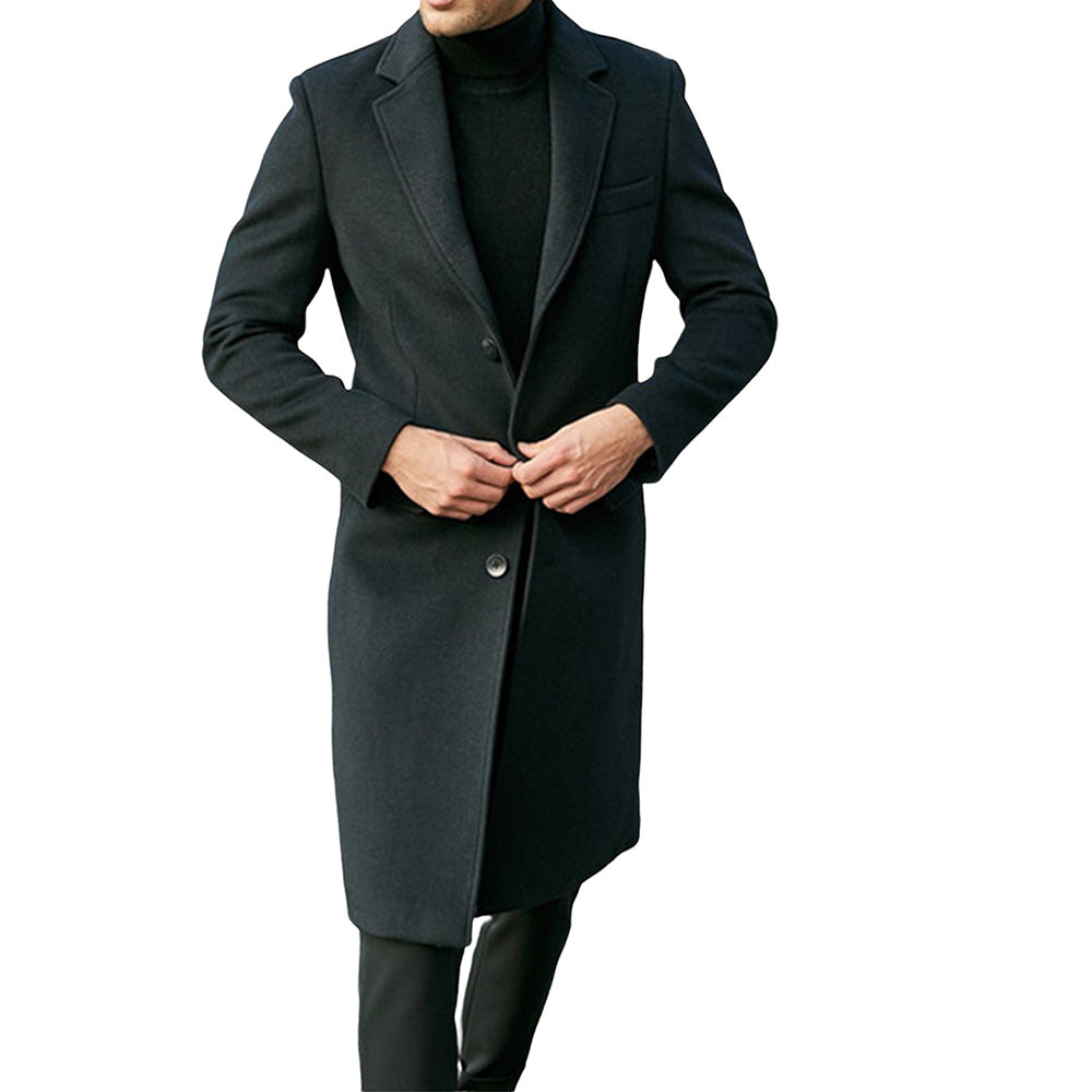 Manteau homme mince et coupe-vent en laine avec boutons