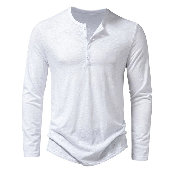 T-shirt à manches longues pour homme avec patte de boutonnage – T-shirt Henley slim fit pour loisirs, quotidien et looks en superposition