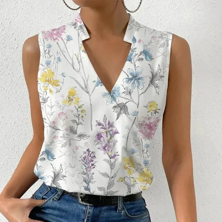 Camicetta donna senza maniche – Elegante top incrociato con scollo a V in rosso