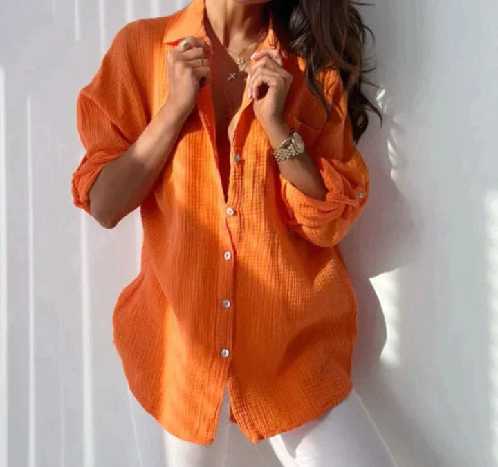 Camicetta casual da donna con abbottonatura – Camicia estiva leggera in mussola
