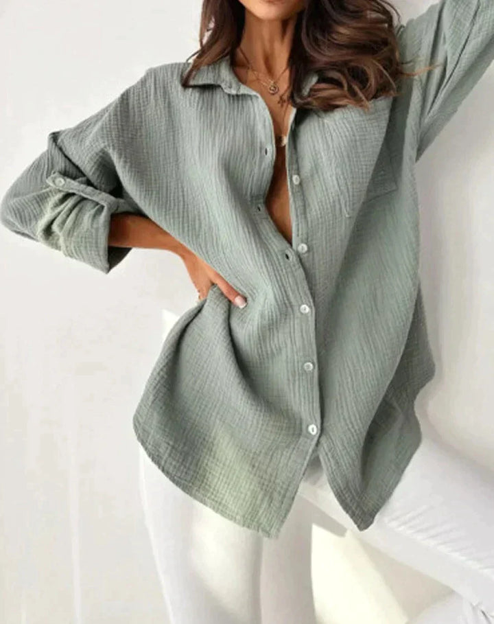 Camicetta casual da donna con abbottonatura – Camicia estiva leggera in mussola