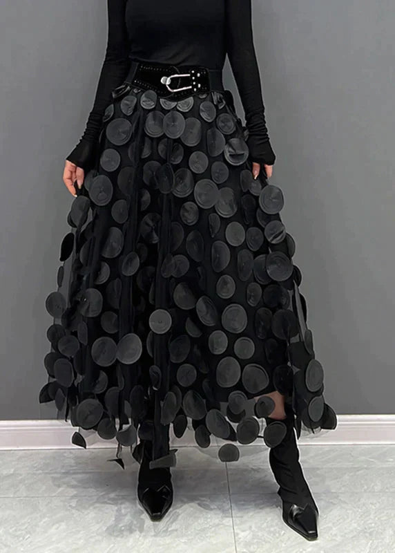 Jupe maxi original avec applications 3D et couches de tulle – jupe statement pour événements de mode, style urbain et occasions spéciales