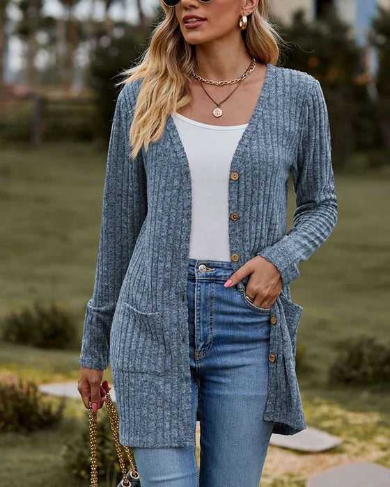 Gisela - Cardigan à manches longues pour femmes en tricot