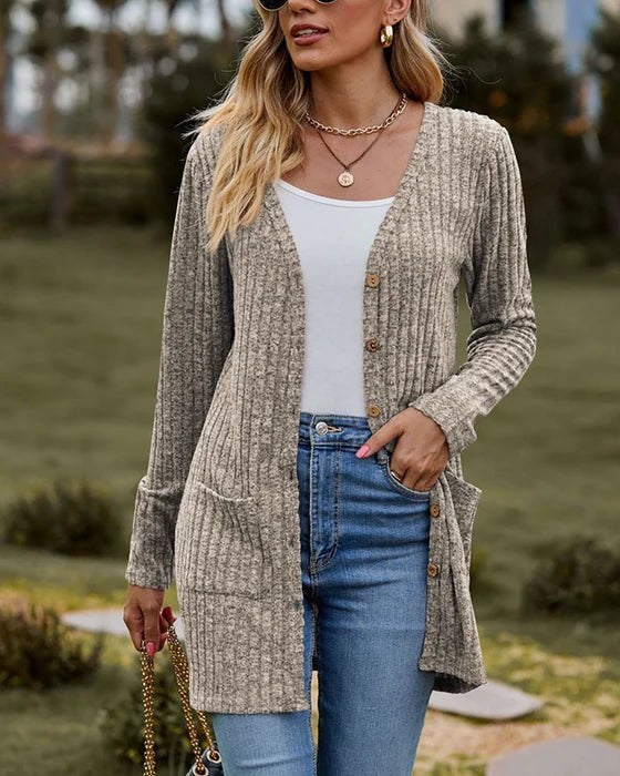 Gisela - Cardigan à manches longues pour femmes en tricot