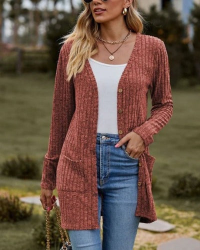 Gisela - Cardigan à manches longues pour femmes en tricot