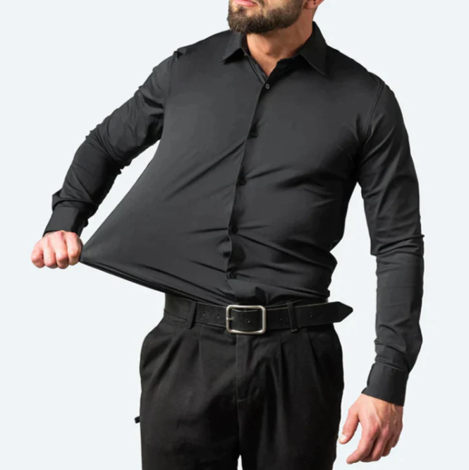 Chemise business homme – chemise stretch infroissable avec coupe slim pour bureau et événements