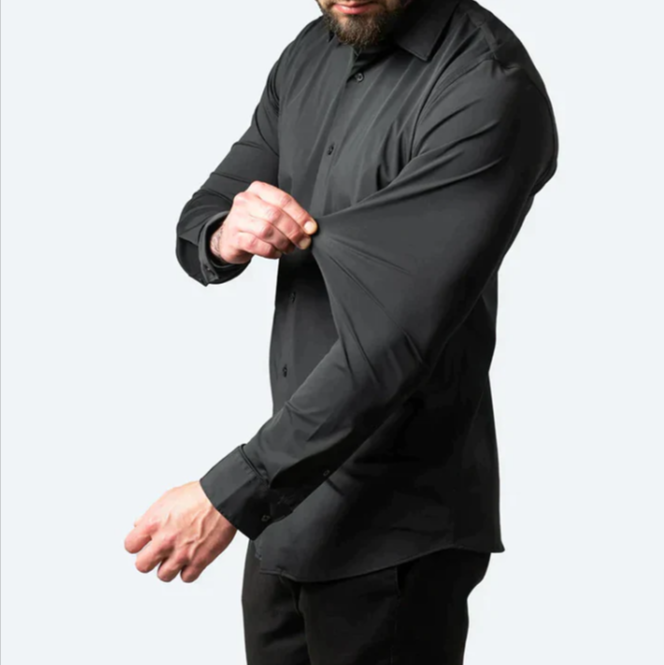 Chemise business homme – chemise stretch infroissable avec coupe slim pour bureau et événements