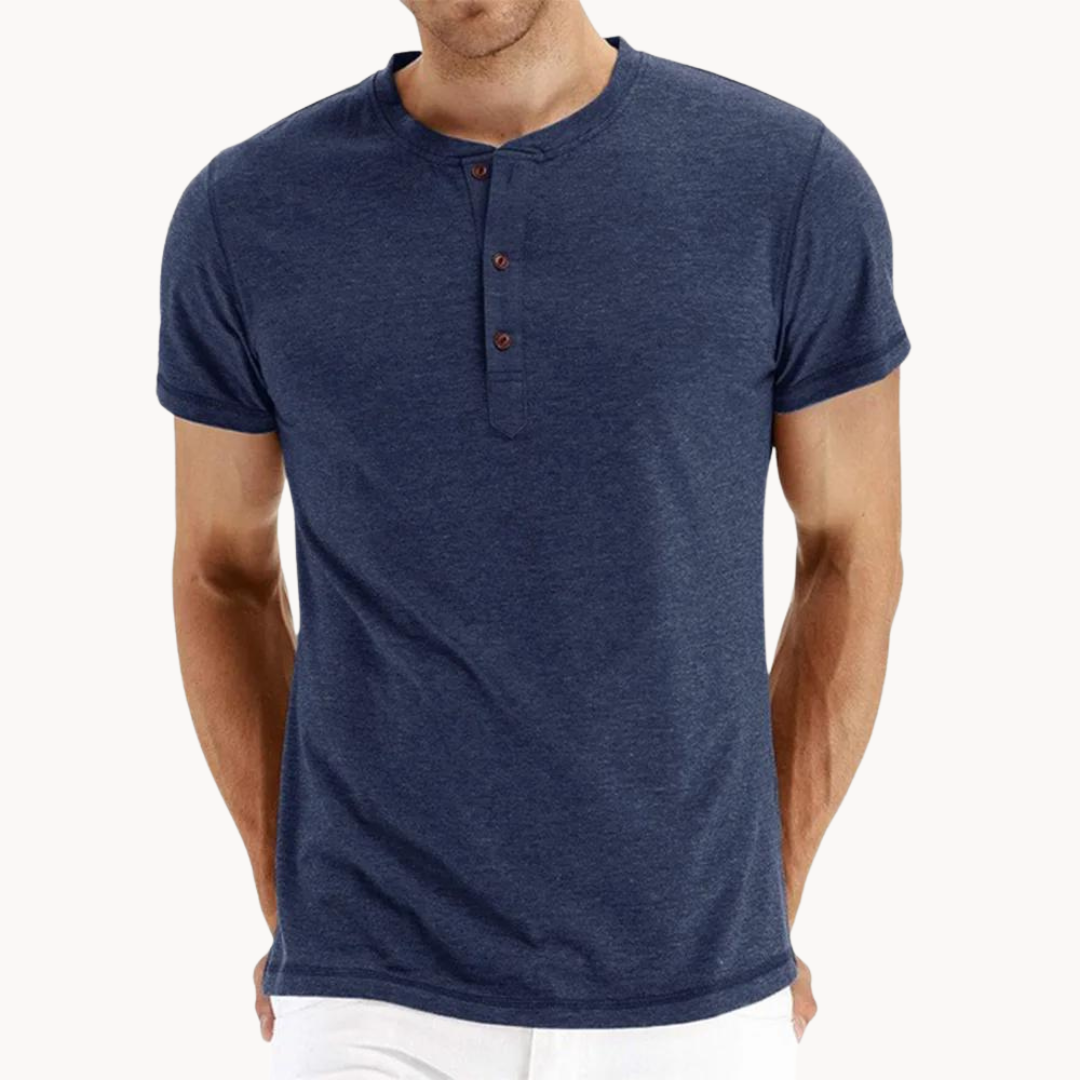 Herren Henley T-Shirt mit Knopfleiste – Kurzarm Basic Shirt aus Baumwollmischung