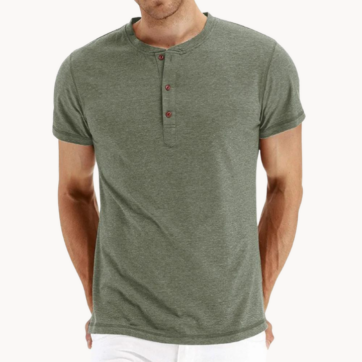 Herren Henley T-Shirt mit Knopfleiste – Kurzarm Basic Shirt aus Baumwollmischung