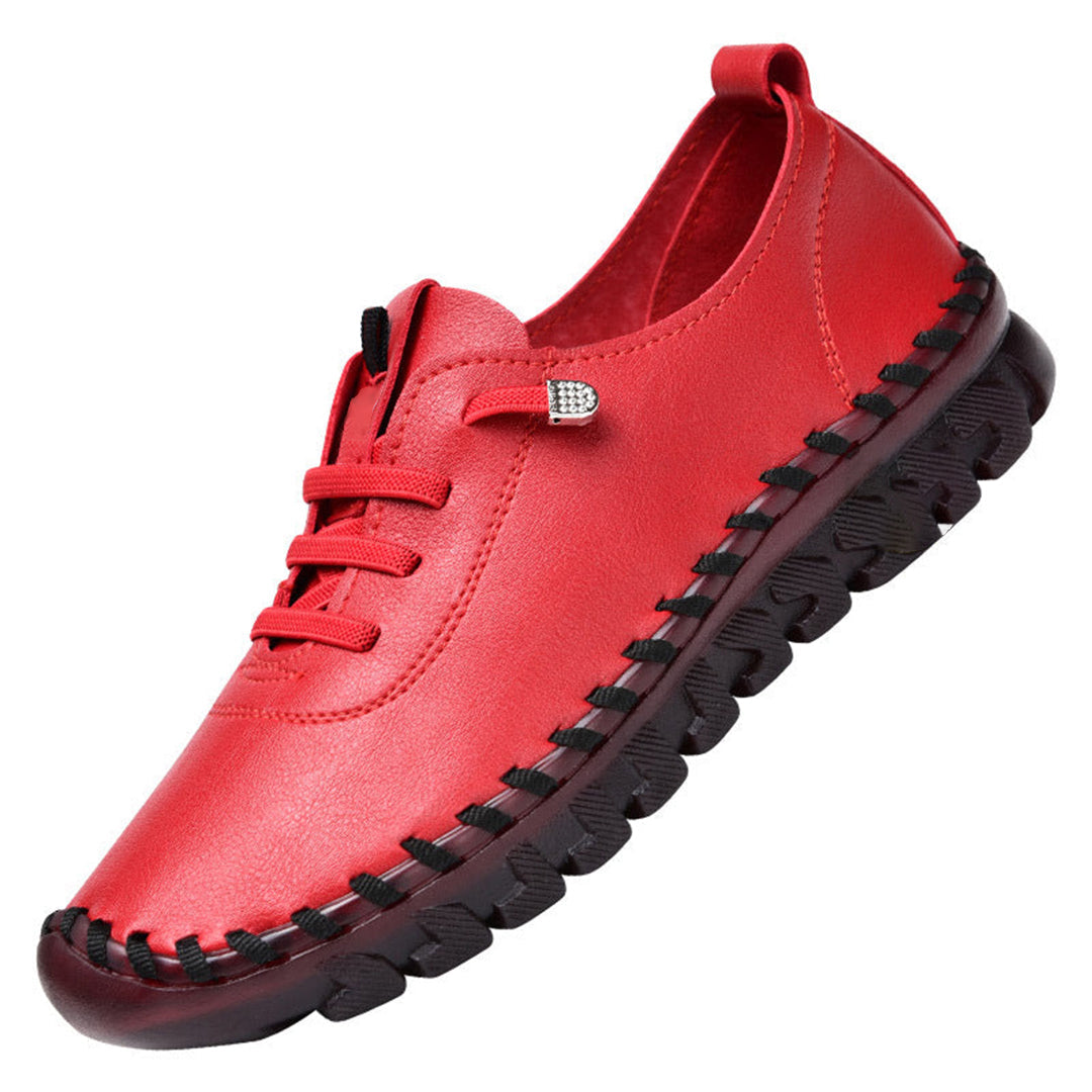 Mocassins baskets pour femmes – Chaussures de loisirs rouges confortables avec semelle souple et détail strassé