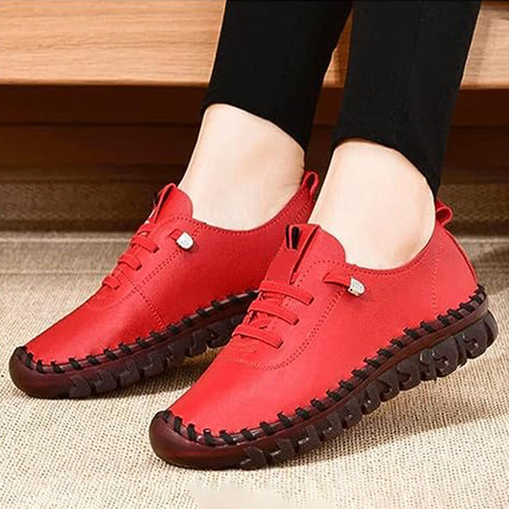 Mocassins baskets pour femmes – Chaussures de loisirs rouges confortables avec semelle souple et détail strassé