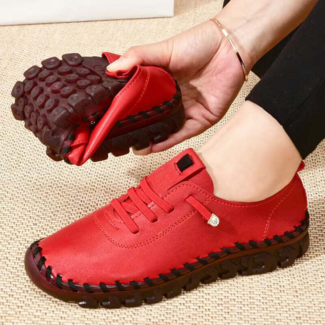 Mocassins baskets pour femmes – Chaussures de loisirs rouges confortables avec semelle souple et détail strassé