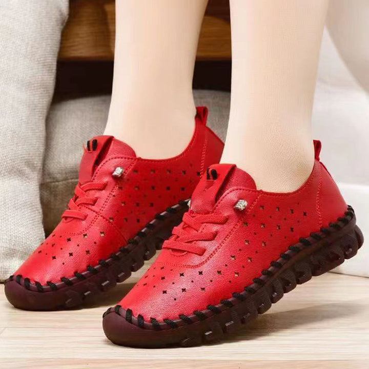 Mocassins baskets pour femmes – Chaussures de loisirs rouges confortables avec semelle souple et détail strassé