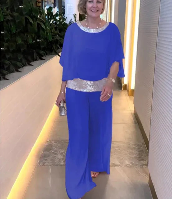 Elegante tuta da donna con applicazioni di paillettes – Tuta elegante per matrimonio, serata e gala