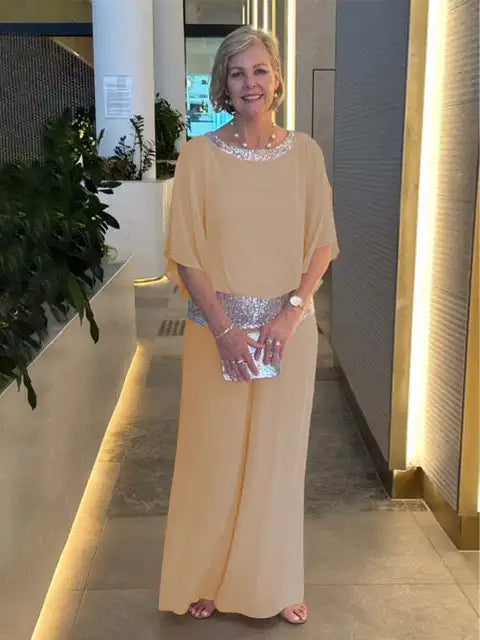 Elegante tuta da donna con applicazioni di paillettes – Tuta elegante per matrimonio, serata e gala