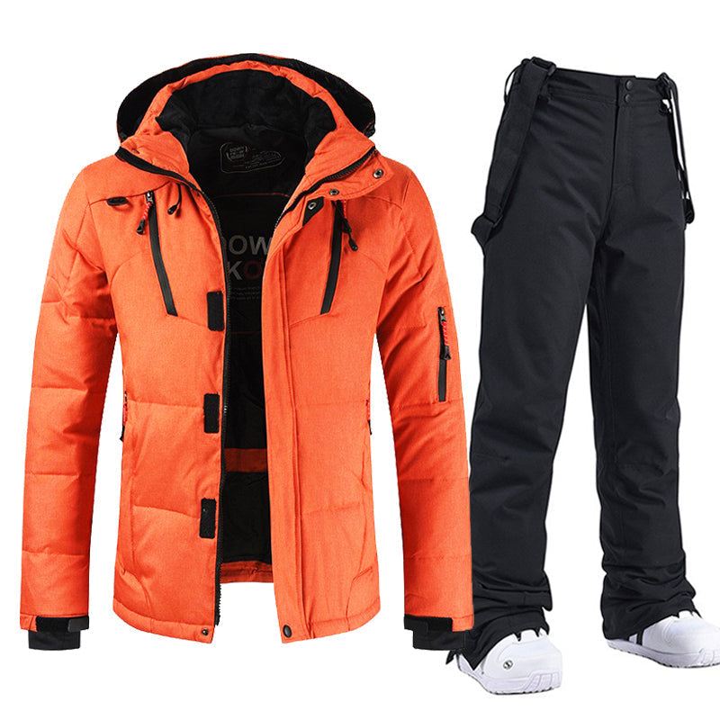 Yenien | Combinaison de ski imperméable et coupe-vent avec capuche et pantalon à bretelles
