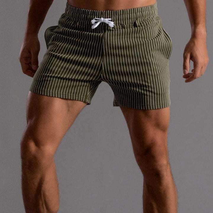 Shorts homme à rayures fines – Pantalon court d'été avec cordon de serrage