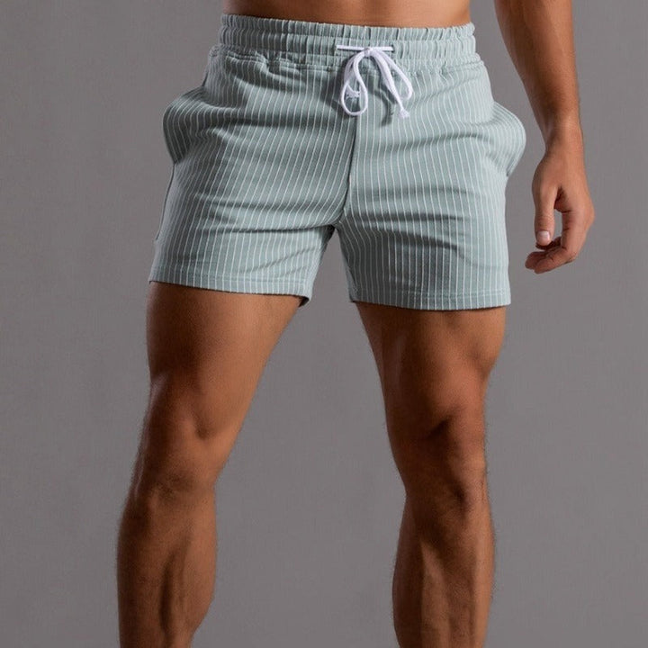 Shorts homme à rayures fines – Pantalon court d'été avec cordon de serrage