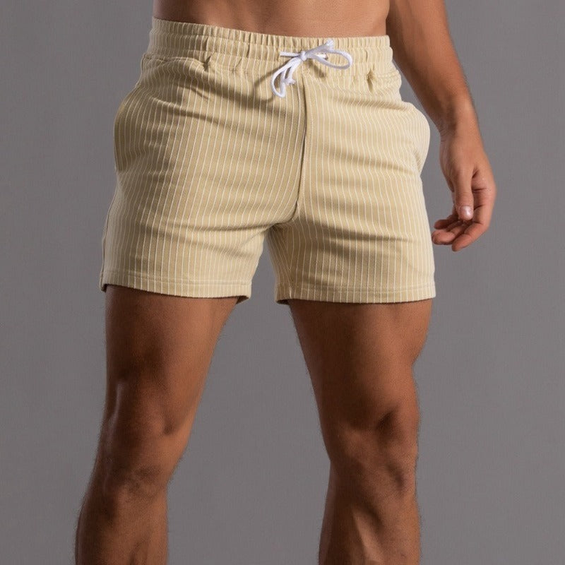 Shorts homme à rayures fines – Pantalon court d'été avec cordon de serrage
