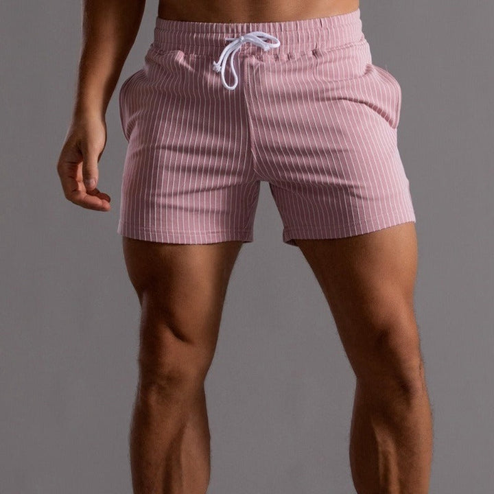 Shorts homme à rayures fines – Pantalon court d'été avec cordon de serrage