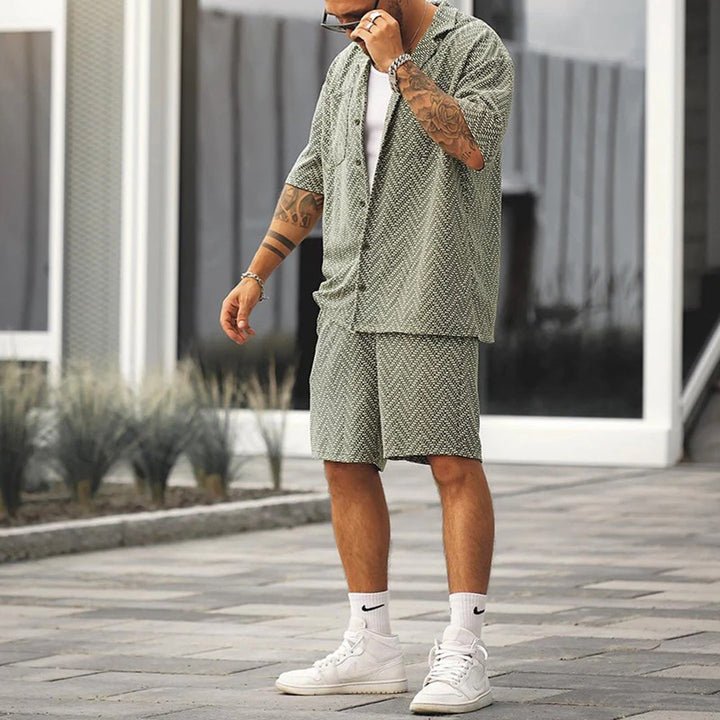 Ensemble d'été pour hommes – Chemise à manches courtes & shorts au design rétro, tenue décontractée 2 pièces