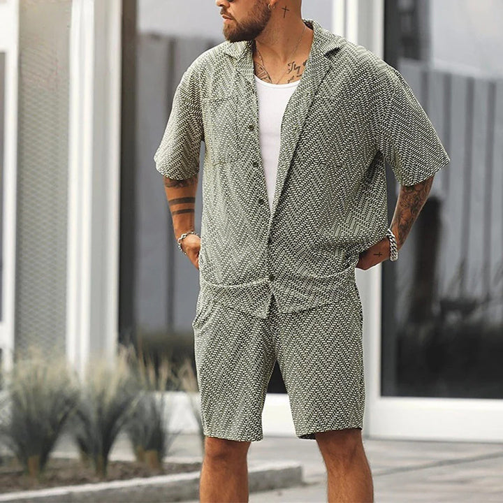 Ensemble d'été pour hommes – Chemise à manches courtes & shorts au design rétro, tenue décontractée 2 pièces