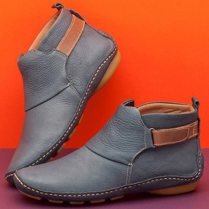 Bottines de loisirs pour hommes en cuir synthétique – Chaussures slip-on confortables avec fermeture à scratch et semelle flexible