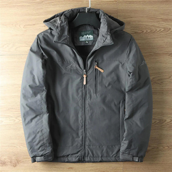 Herren Outdoorjacke mit Fleece-Innenfutter – Winddichte & Wasserabweisende Übergangsjacke mit Kapuze