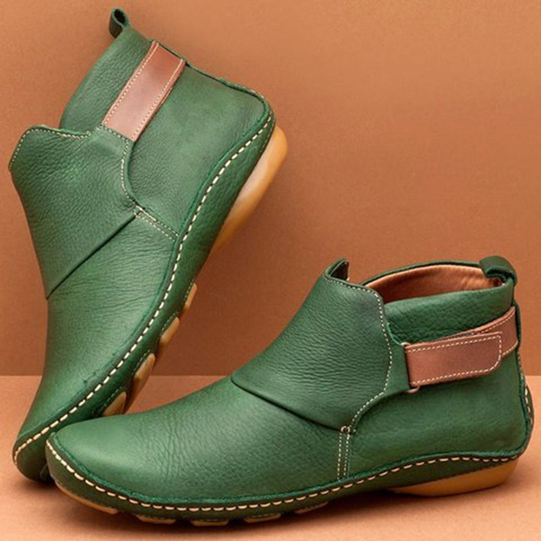 Bottines de loisirs pour hommes en cuir synthétique – Chaussures slip-on confortables avec fermeture à scratch et semelle flexible