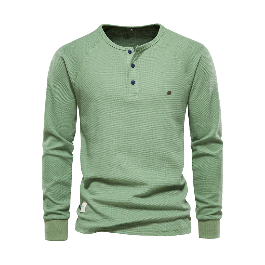 Herren Henley Langarmshirt mit Knopfleiste – Bequemes Freizeitshirt mit Rundhals für Alltag, Layering & Streetstyle