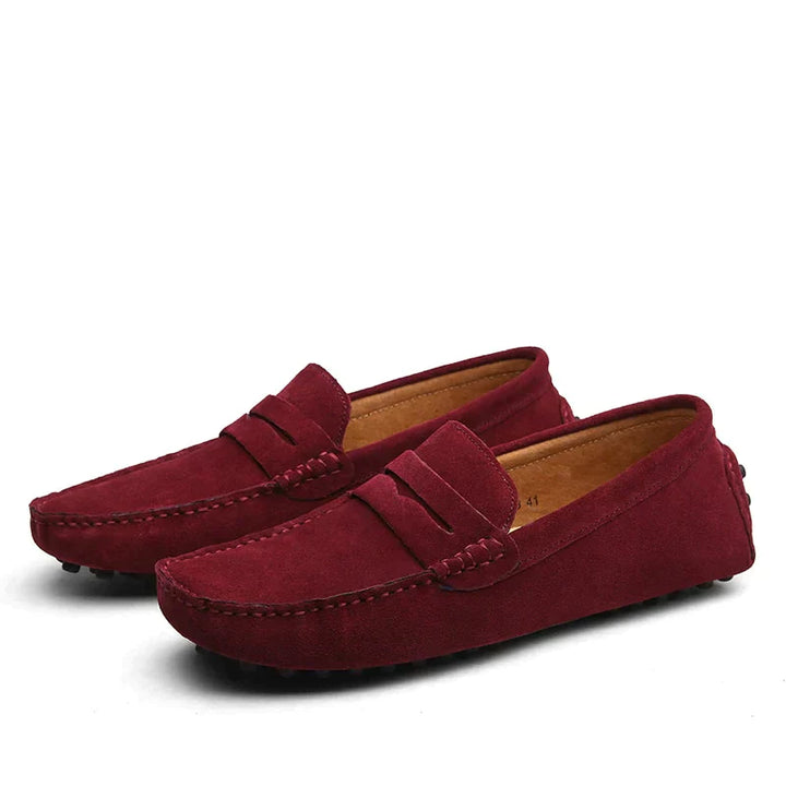 Damen Mokassins aus Wildleder – Bequeme Slipper im klassischen Penny-Loafer Stil mit rutschfester Sohle