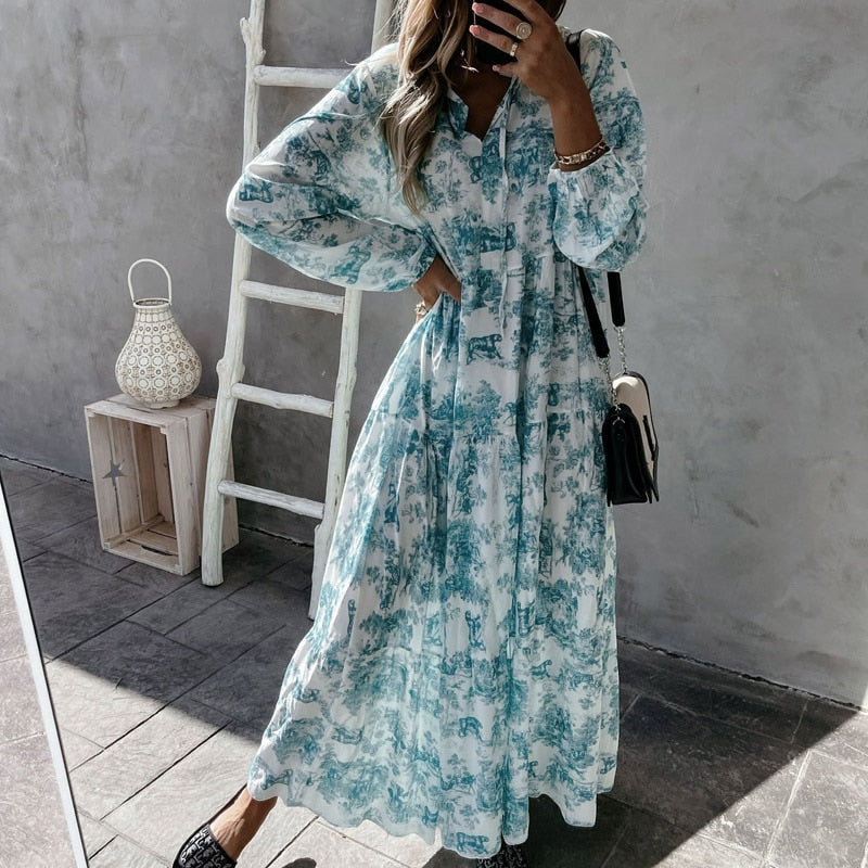 Robe maxi à manches longues