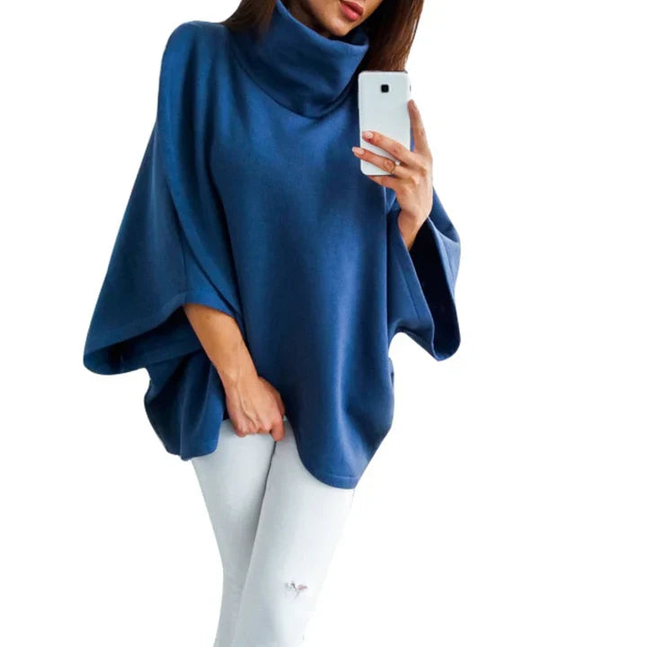 Xenia - poncho-pull-over avec col roulé pour femmes
