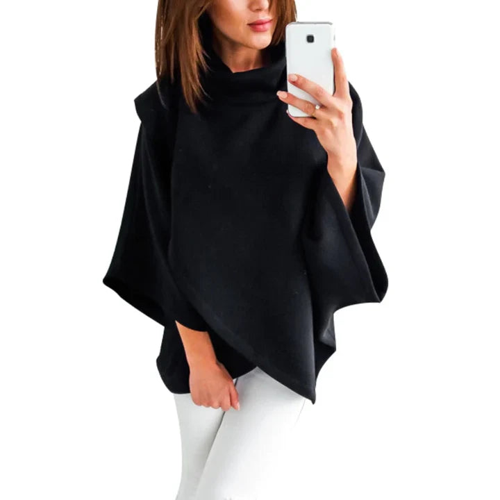 Xenia - poncho-pull-over avec col roulé pour femmes