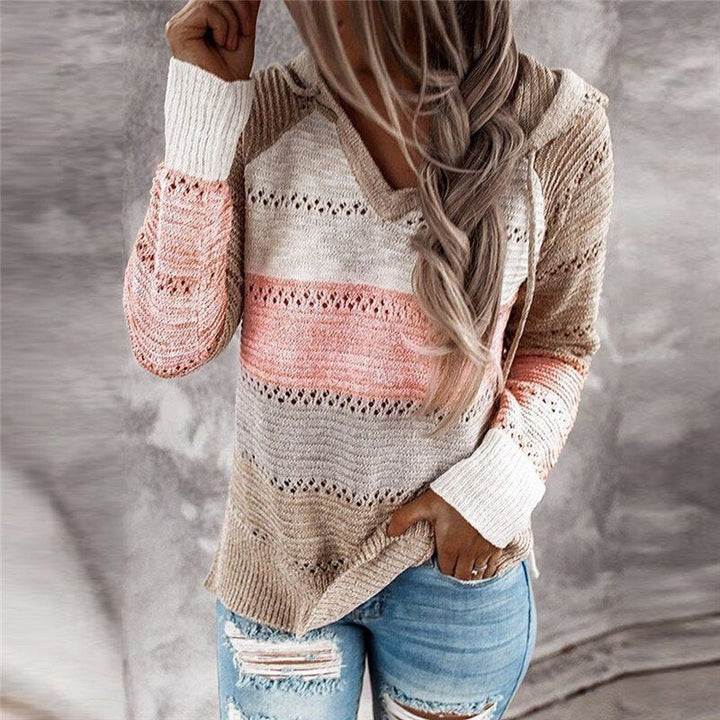 Dottie - Bequemer Patchwork-Pullover mit Kapuze
