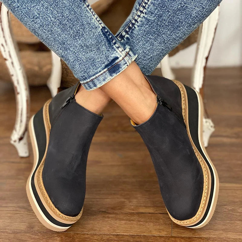 Lässige Flache Kunstleder Stiefeletten für Damen | Perfekt für Casual Days