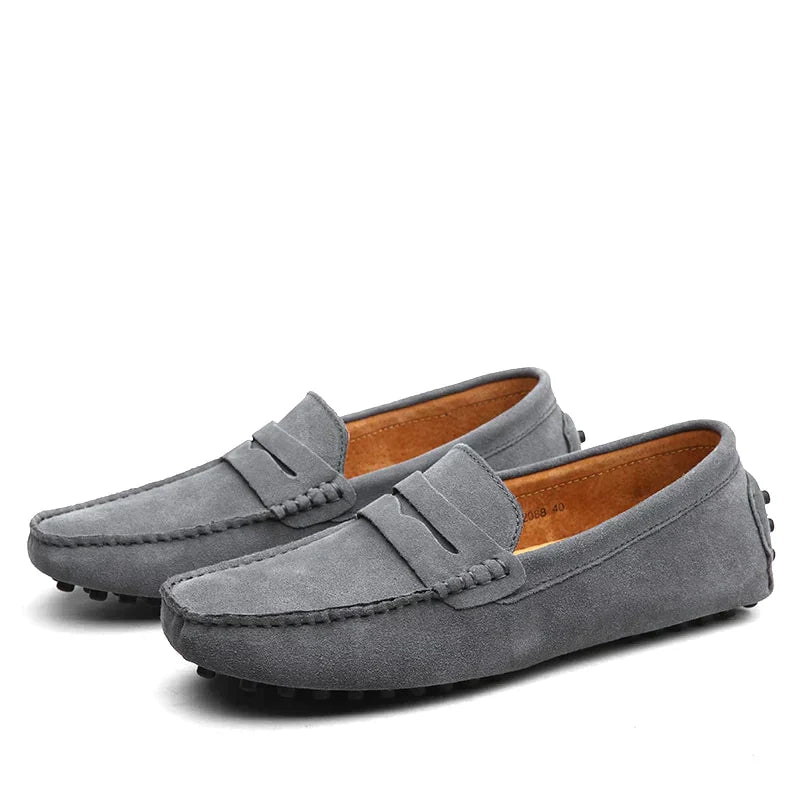 Damen Mokassins aus Wildleder – Bequeme Slipper im klassischen Penny-Loafer Stil mit rutschfester Sohle
