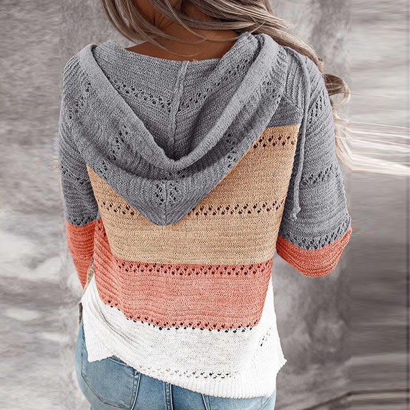 Dottie - Bequemer Patchwork-Pullover mit Kapuze