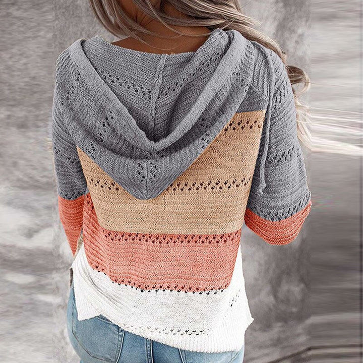 Dottie - Bequemer Patchwork-Pullover mit Kapuze