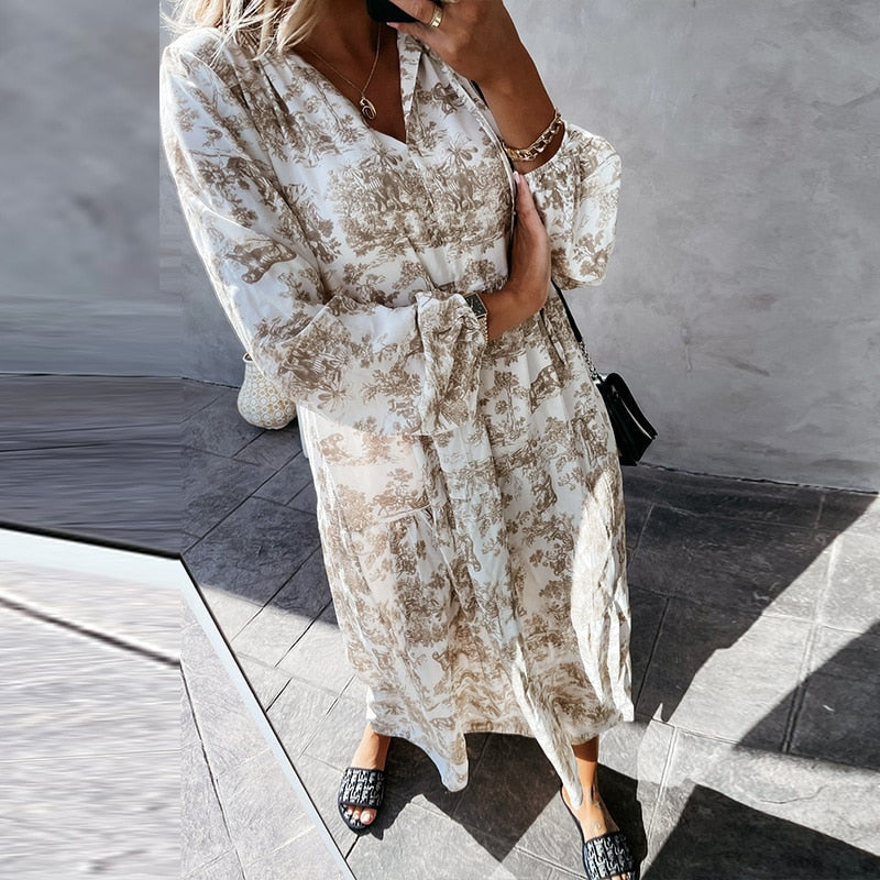 Robe maxi à manches longues