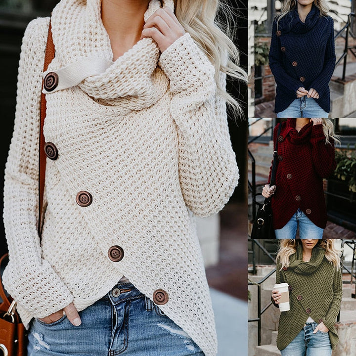 Marybeth - Pull à col roulé asymétrique moderne avec des détails élégants