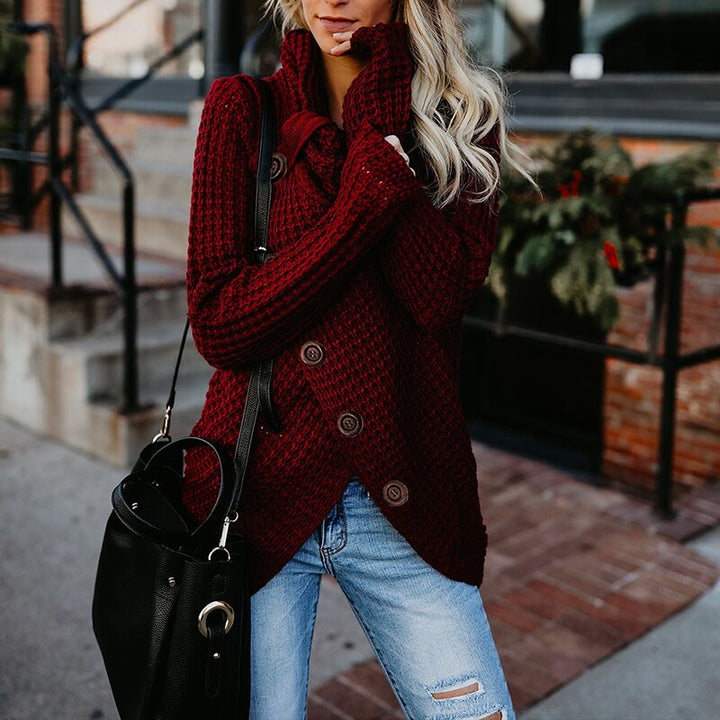 Marybeth - Pull à col roulé asymétrique moderne avec des détails élégants
