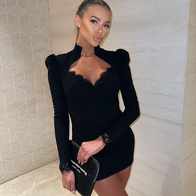 Schwarzes Party und Mini kleid