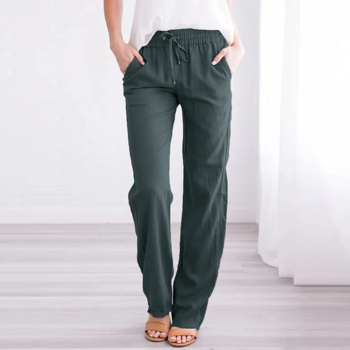 LUCIANA - Pantalon ample à jambes larges avec cordon de serrage