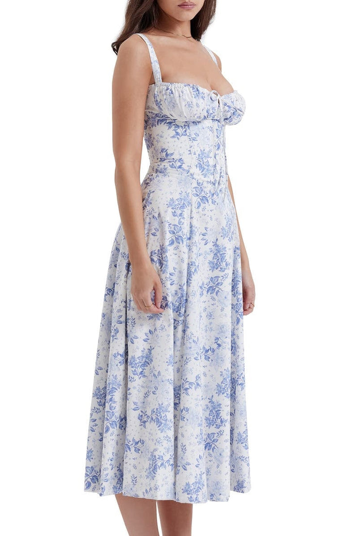 Floral Bustier Midriff Taille Shaper Kleid